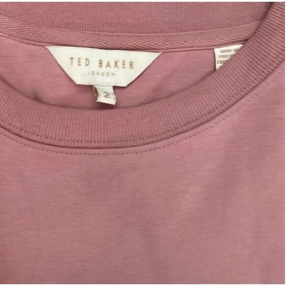 Ted Baker Pink Ruffled Crewneck Sweatshirt Sz 2 - Picture 3 of 4